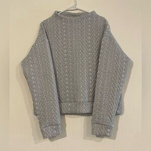 GapFit Quilted Jacquard Knit Funnel-Neck Pullover Size L